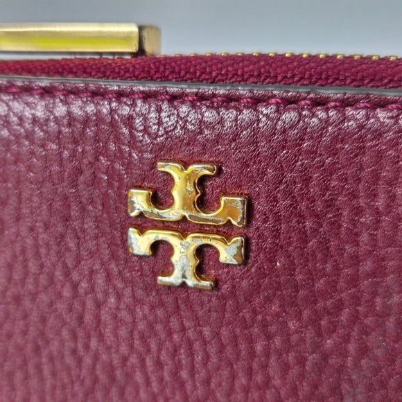 Tory Burch Deep Red Leather Wallet with Gold Accent - Picture 3 of 11